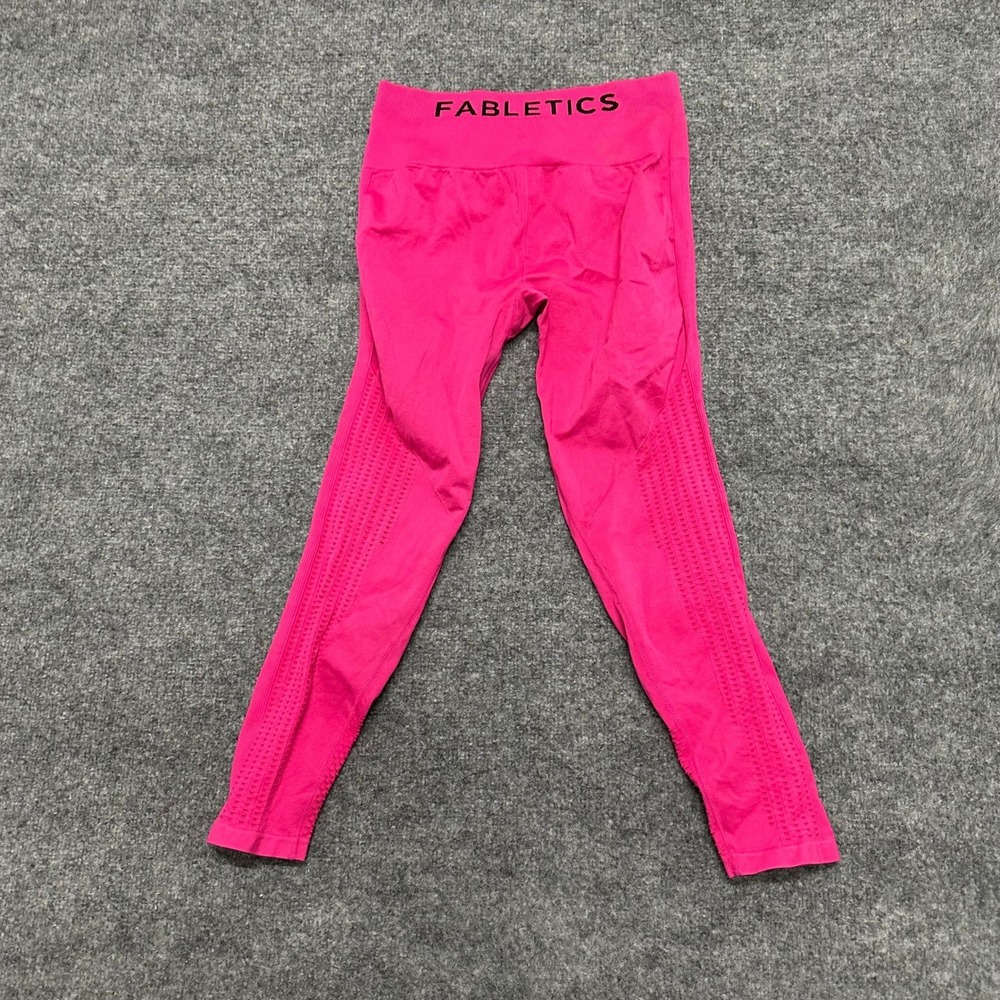 Fabletics Leggings Womens Size M Pink Seamless High Waisted Mesh Athletic Gym